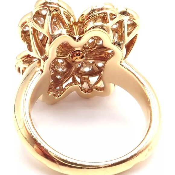 Authentic! Van Cleef & Arpels Cosmos 18k Yellow Gold Diamond Medium Model Ring - Picture 4 of 13